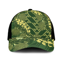 Green Aloha Hawaii Mesh Trucker Cap Hawaiian Kakau Ohia Lehua Lei - Polynesian Pride