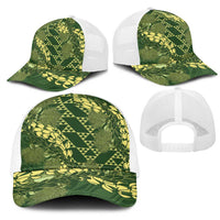 Green Aloha Hawaii Mesh Trucker Cap Hawaiian Kakau Ohia Lehua Lei LT14 - Polynesian Pride