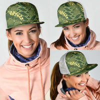 Green Aloha Hawaii Mesh Trucker Cap Hawaiian Kakau Ohia Lehua Lei LT14 - Polynesian Pride