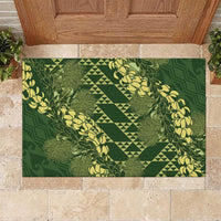 Green Aloha Hawaii Rubber Doormat Hawaiian Kakau Ohia Lehua Lei LT14 Green - Polynesian Pride