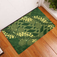 Green Aloha Hawaii Rubber Doormat Hawaiian Kakau Ohia Lehua Lei LT14 - Polynesian Pride