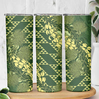 Green Aloha Hawaii Skinny Tumbler Hawaiian Kakau Ohia Lehua Lei - Polynesian Pride