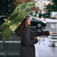 Green Aloha Hawaii Umbrella Hawaiian Kakau Ohia Lehua Lei - Polynesian Pride