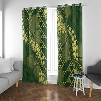 Green Aloha Hawaii Window Curtain Hawaiian Kakau Ohia Lehua Lei LT14 With Grommets Green - Polynesian Pride