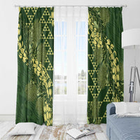 Green Aloha Hawaii Window Curtain Hawaiian Kakau Ohia Lehua Lei LT14 - Polynesian Pride