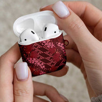 Maroon Aloha Hawaii AirPods Case Hawaiian Kakau Ohia Lehua Lei LT14 - Polynesian Pride