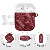 Maroon Aloha Hawaii AirPods Case Hawaiian Kakau Ohia Lehua Lei LT14 - Polynesian Pride