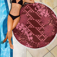 Maroon Aloha Hawaii Beach Blanket Hawaiian Kakau Ohia Lehua Lei - Polynesian Pride