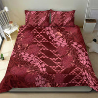 Maroon Aloha Hawaii Bedding Set Hawaiian Kakau Ohia Lehua Lei - Polynesian Pride