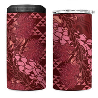 Maroon Aloha Hawaii 4 in 1 Can Cooler Tumbler Hawaiian Kakau Ohia Lehua Lei - Polynesian Pride