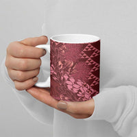 Maroon Aloha Hawaii Ceramic Mug Hawaiian Kakau Ohia Lehua Lei - Polynesian Pride