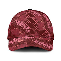 Maroon Aloha Hawaii Classic Cap Hawaiian Kakau Ohia Lehua Lei LT14 Universal Fit Maroon - Polynesian Pride