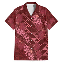 Maroon Aloha Hawaii Family Matching Mermaid Dress and Hawaiian Shirt Hawaiian Kakau Ohia Lehua Lei - Polynesian Pride