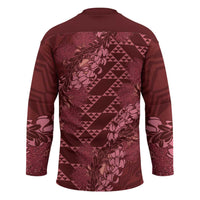 Maroon Aloha Hawaii Hockey Jersey Hawaiian Kakau Ohia Lehua Lei LT14 - Polynesian Pride