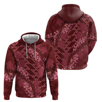 Maroon Aloha Hawaii Hoodie Hawaiian Kakau Ohia Lehua Lei - Polynesian Pride