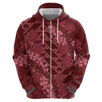 Maroon Aloha Hawaii Hoodie Hawaiian Kakau Ohia Lehua Lei - Polynesian Pride