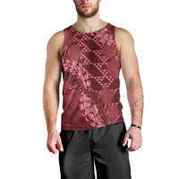 Maroon Aloha Hawaii Men Tank Top Hawaiian Kakau Ohia Lehua Lei - Polynesian Pride