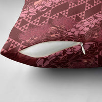 Maroon Aloha Hawaii Pillow Cover Hawaiian Kakau Ohia Lehua Lei - Polynesian Pride