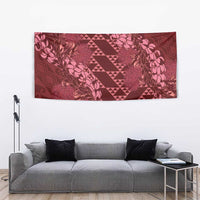 Maroon Aloha Hawaii Tapestry Hawaiian Kakau Ohia Lehua Lei - Polynesian Pride