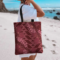 Maroon Aloha Hawaii Tote Bag Hawaiian Kakau Ohia Lehua Lei - Polynesian Pride