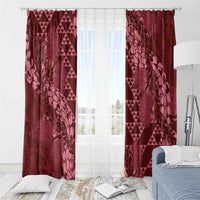 Maroon Aloha Hawaii Window Curtain Hawaiian Kakau Ohia Lehua Lei - Polynesian Pride