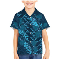 Naval Night Aloha Hawaii Family Matching Mermaid Dress and Hawaiian Shirt Hawaiian Kakau Ohia Lehua Lei - Polynesian Pride