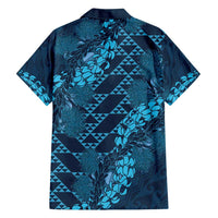 Naval Night Aloha Hawaii Family Matching Tank Maxi Dress and Hawaiian Shirt Hawaiian Kakau Ohia Lehua Lei - Polynesian Pride