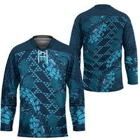 Naval Night Aloha Hawaii Hockey Jersey Hawaiian Kakau Ohia Lehua Lei LT14 - Polynesian Pride
