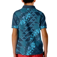 Naval Night Aloha Hawaii Kid Polo Shirt Hawaiian Kakau Ohia Lehua Lei - Polynesian Pride