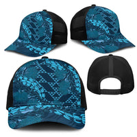 Naval Night Aloha Hawaii Mesh Trucker Cap Hawaiian Kakau Ohia Lehua Lei LT14 - Polynesian Pride