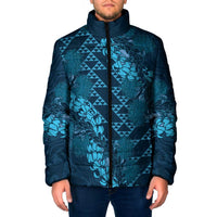 Naval Night Aloha Hawaii Padded Jacket Hawaiian Kakau Ohia Lehua Lei - Polynesian Pride