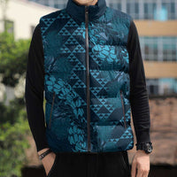 Naval Night Aloha Hawaii Sleeveless Puffer Jacket Hawaiian Kakau Ohia Lehua Lei - Polynesian Pride