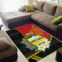 Personalised PNG Morobe Provins Area Rug Papua New Guinea Plumeria Melanesian Pattern - Polynesian Pride