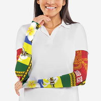 Personalised PNG Morobe Provins Arm Sleeves Papua New Guinea Plumeria Melanesian Pattern LT14 - Polynesian Pride