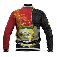 Personalised PNG Morobe Provins Baseball Jacket Papua New Guinea Plumeria Melanesian Pattern LT14 - Polynesian Pride