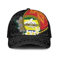 PNG Morobe Provins Baseball Net Cap Papua New Guinea Plumeria Melanesian Pattern LT14 One Size Black Red - Polynesian Pride