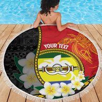 Personalised PNG Morobe Provins Beach Blanket Papua New Guinea Plumeria Melanesian Pattern LT14 - Polynesian Pride