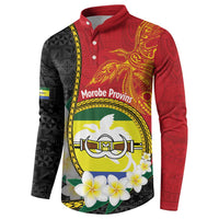 Personalised PNG Morobe Provins Button Sweatshirt Papua New Guinea Plumeria Melanesian Pattern LT14 - Polynesian Pride