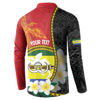 Personalised PNG Morobe Provins Button Sweatshirt Papua New Guinea Plumeria Melanesian Pattern LT14 - Polynesian Pride
