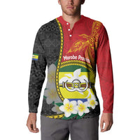 Personalised PNG Morobe Provins Button Sweatshirt Papua New Guinea Plumeria Melanesian Pattern LT14 - Polynesian Pride