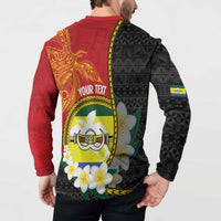 Personalised PNG Morobe Provins Button Sweatshirt Papua New Guinea Plumeria Melanesian Pattern LT14 - Polynesian Pride