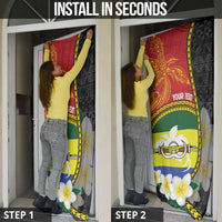 Personalised PNG Morobe Provins Door Cover Papua New Guinea Plumeria Melanesian Pattern - Polynesian Pride