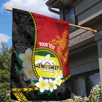 Personalised PNG Morobe Provins Garden Flag Papua New Guinea Plumeria Melanesian Pattern - Polynesian Pride