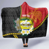 Personalised PNG Morobe Provins Hooded Blanket Papua New Guinea Plumeria Melanesian Pattern LT14 One Size Red - Polynesian Pride