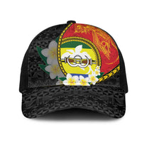 PNG Morobe Provins Mesh Trucker Cap Papua New Guinea Plumeria Melanesian Pattern LT14 One Size Black Red - Polynesian Pride