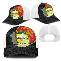 PNG Morobe Provins Mesh Trucker Cap Papua New Guinea Plumeria Melanesian Pattern LT14 - Polynesian Pride
