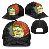 PNG Morobe Provins Mesh Trucker Cap Papua New Guinea Plumeria Melanesian Pattern LT14 - Polynesian Pride