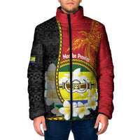 Personalised PNG Morobe Provins Padded Jacket Papua New Guinea Plumeria Melanesian Pattern LT14 Red - Polynesian Pride