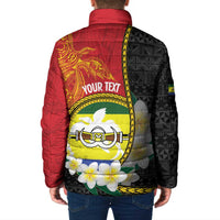 Personalised PNG Morobe Provins Padded Jacket Papua New Guinea Plumeria Melanesian Pattern LT14 - Polynesian Pride