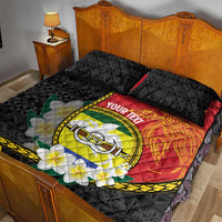 Personalised PNG Morobe Provins Quilt Bed Set Papua New Guinea Plumeria Melanesian Pattern - Polynesian Pride